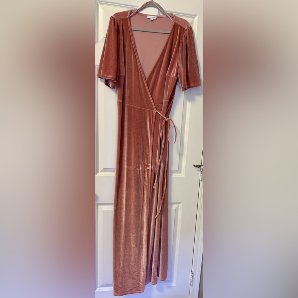 Baltic Born Blush Pink Velvet Wrap Maxi Dress XXXL
